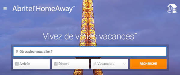 Image page d'accueil site Abritel Homeaway 2016
