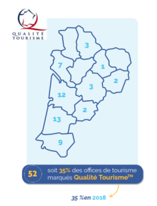 Carte des offices de tourisme Qualité Tourisme en Nouvelle-Aquitaine en 2021