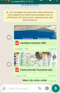 Un echange whatsapp avec un voyageur - Medoc Plein Sud