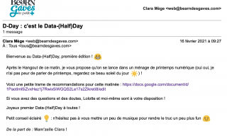 Mail de lancement du Data-Half-Day